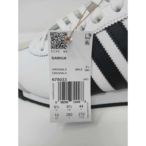 Adidas Samoa Men’s Size US 10 Athletic Sneakers Black/White Shoes 675033 New Y2k main image 4